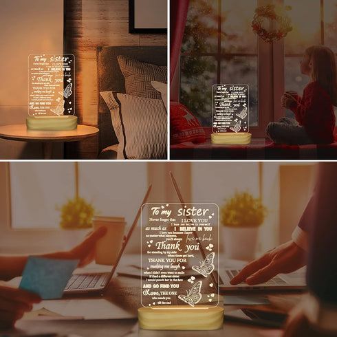 3D I Love You Sister LED Night Light Gift